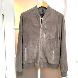 Allsaints Kairo Suede Bomber Jacket (Glass Grey, Size M)